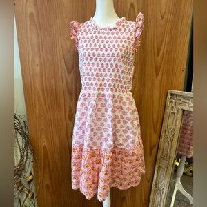 SOLD - J. Crew White Pink Seashell Print Dress Re-Imagined 100% Cotton L Large